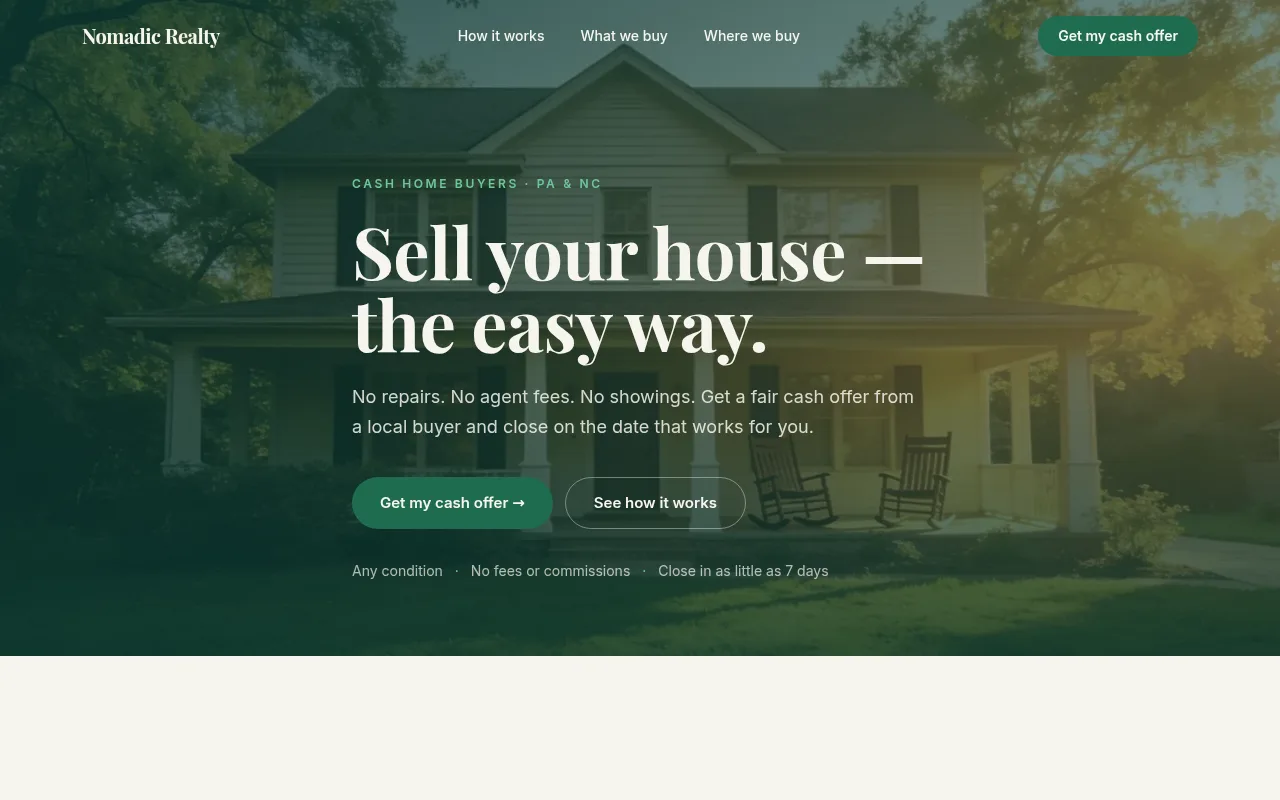 Nomadic Realty website preview